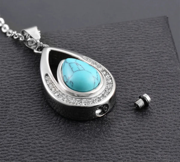 Customisable Tear Drop Style Cremation Pendant 2