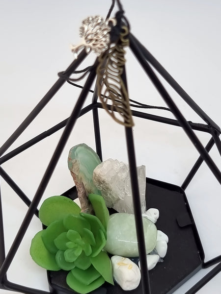 Hanging Pyramid Gemstone Cluster Jade