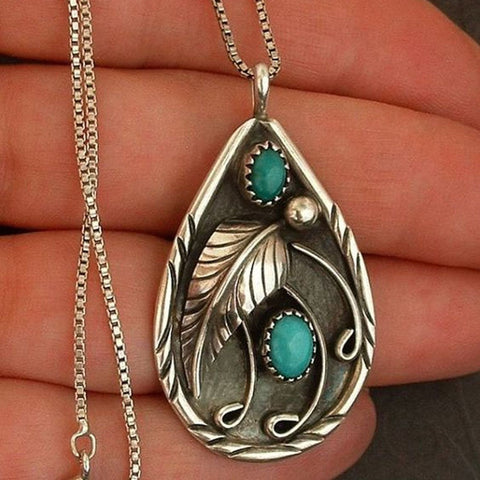 Turquoise Vintage Leaf Necklace