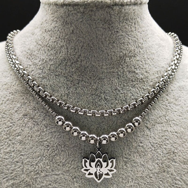 Stainless Steel Lotus Necklace