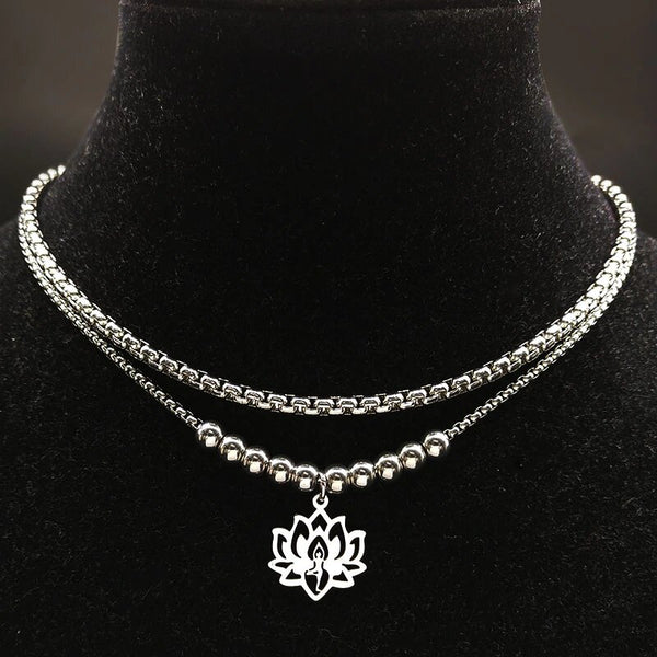 Stainless Steel Lotus Necklace