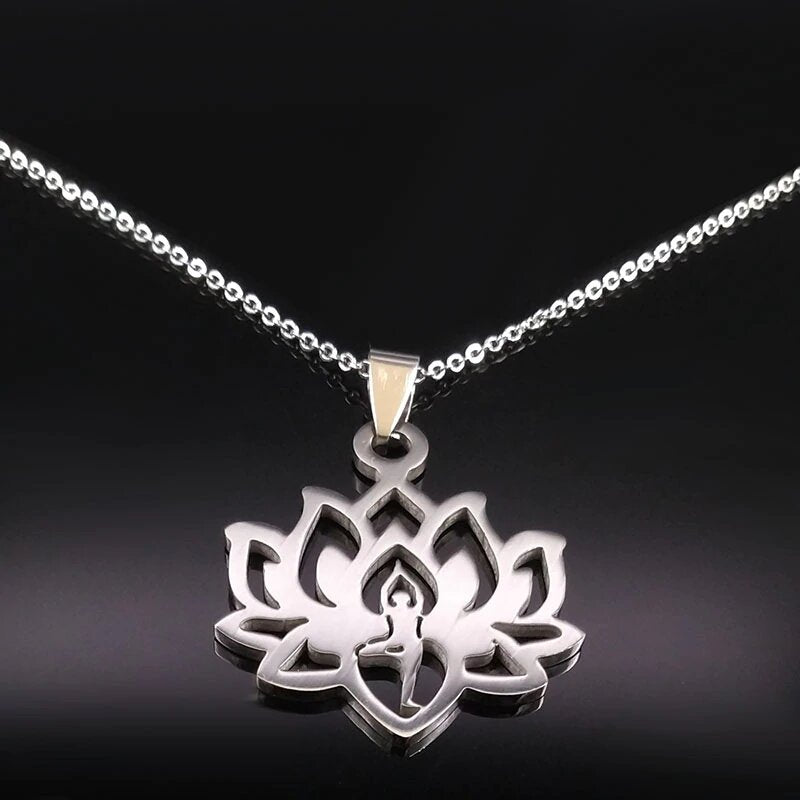 Stainless Steel Lotus Necklace