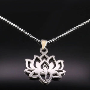 Stainless Steel Lotus Necklace