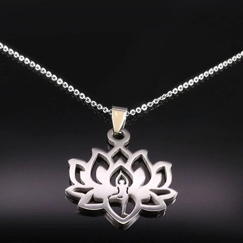 Stainless Steel Lotus Necklace