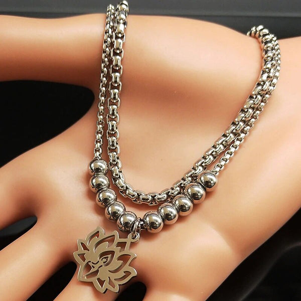 Stainless Steel Lotus Necklace