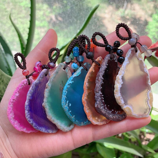 Natural Onyx Agate Keychain Pendant