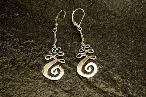 Spiritual Unalome Handmade Silver Earrings